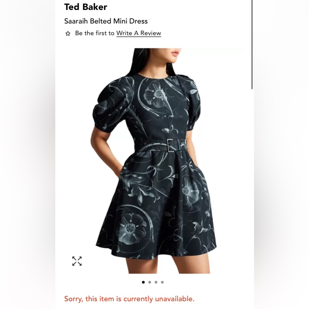 NWT Ted Baker Black A-Line Mini Dress with Crew Neck